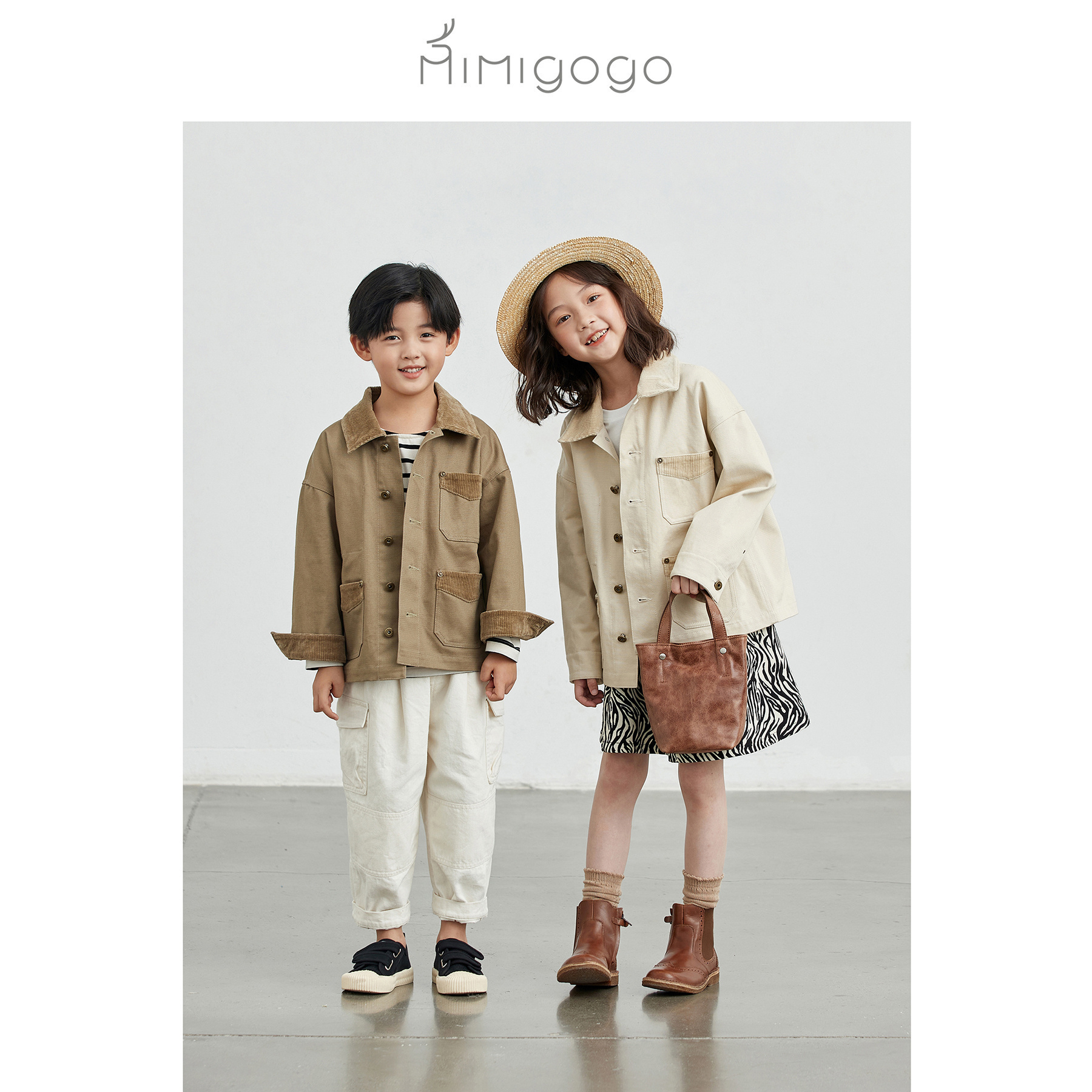 MIMIGOGO翻领日系儿童夹克外套