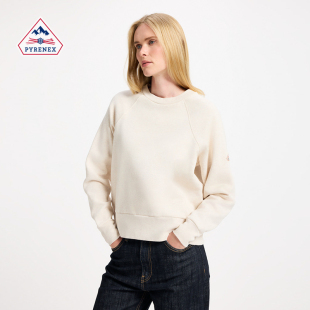 Pyrenex MOOD 女士上衣纯棉圆领抓绒纯色宽松休闲卫衣