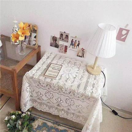 s风蕾丝桌布欧式田园床头茶几桌垫白色床头柜盖布咖啡厅装饰布