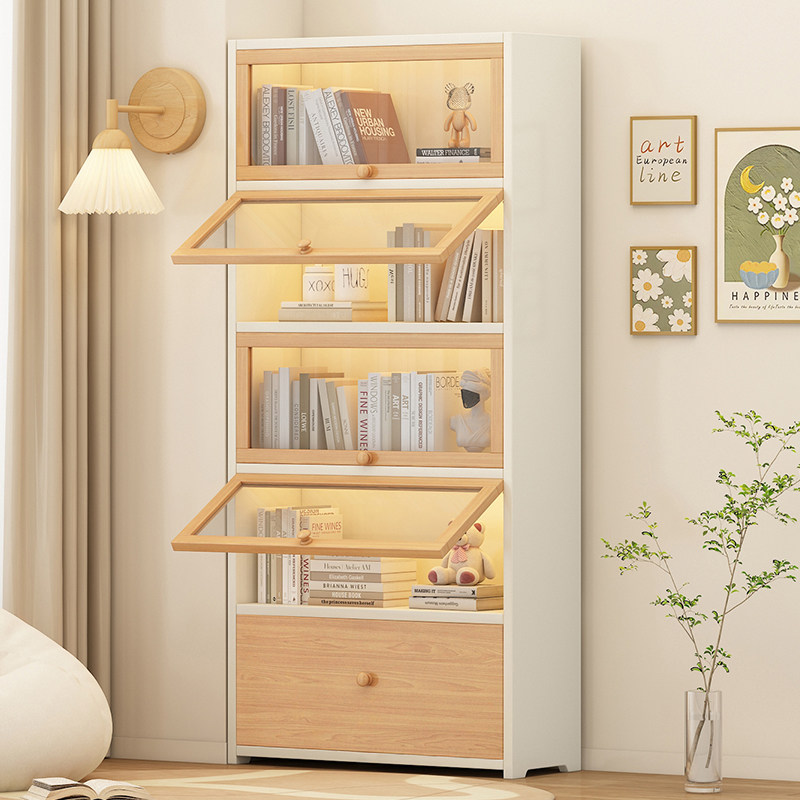 书架落地置物架一体靠墙自由组合儿童柜子学生家用实木书柜储物柜