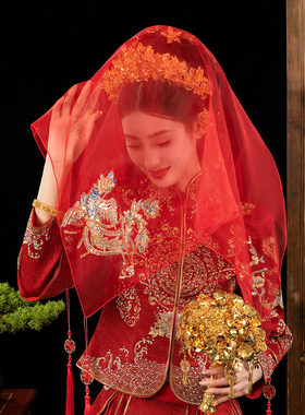 中式复古新娘结婚礼秀禾服红盖头