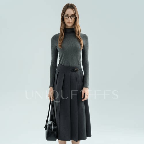 秋季新款通勤百褶半身裙