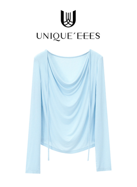 尢壹/UNIQUE'EEES 温柔法式气质荡领飘带T恤U5111004