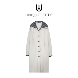 风衣U5303005 连帽格纹长款 尢壹 复古漫游