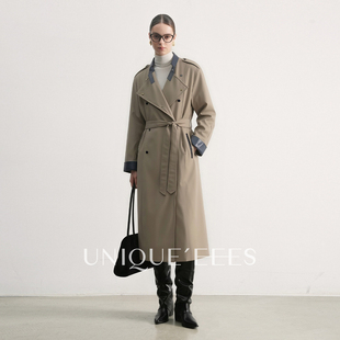 【参加】尢壹/UNIQUE'EEES【摩登智性】立领拼皮长款风衣U6211768