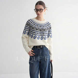 符号 尢壹 冬季 EEES 费尔岛圆领毛衣U5508541 UNIQUE