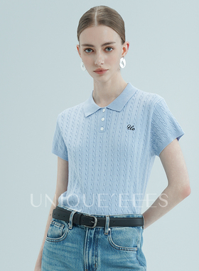 尢壹/UNIQUE'EEES【强推b入】miu系穿搭桑蚕丝+羊毛POLO领针织T恤