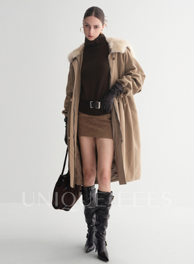 尢壹/UNIQUE'EEES【天使之翼系列】毛领派克长款羽绒服U5502305