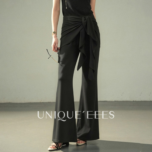 尢壹/UNIQUE'EEES【时尚单品】设计感高腰微喇屁帘裤U6314108