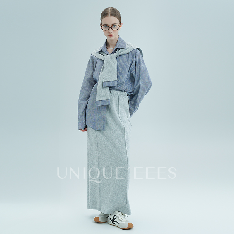 【廖廖粉丝专享】尢壹/UNIQUE'EEES条纹披肩三件套装U5117001