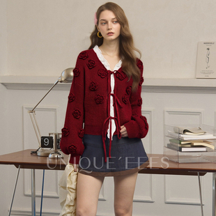 【参加】尢壹/UNIQUE'EEES【玫瑰限定】立体花朵针织衫U5508501