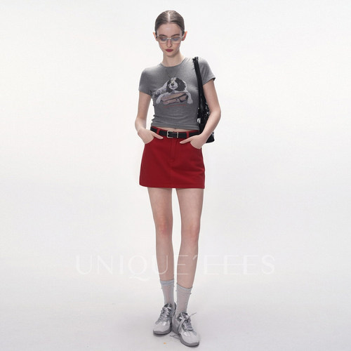 尢壹/UNIQUE'EEES【高街辣妹】美式复古高腰A字短款裙裤U6115107