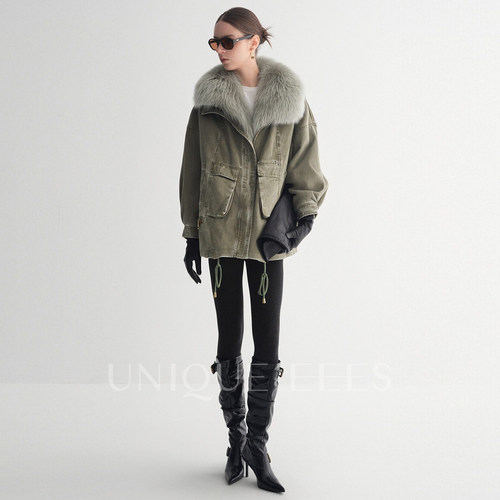 尢壹/UNIQUE'EEES【秋冬巨献】廓形感毛领派克羽绒服U5502312