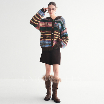 尢壹/UNIQUE'EEES冬日高甜连帽彩色针织衫U5508306