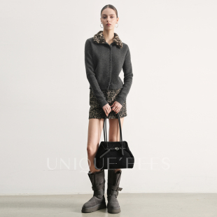 时髦摩登翻领豹纹针织衫 尢壹 豹力美学 EEES U5508218 UNIQUE