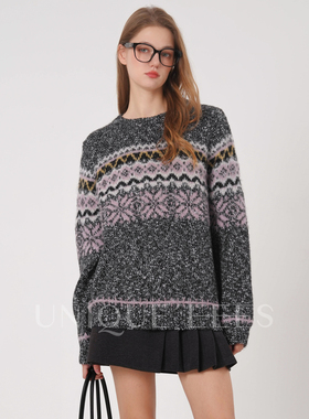 尢壹/UNIQUE'EEES【冬日氛围密码】慵懒费尔岛提花针织衫U5508028