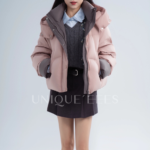 拼接羽绒服外套女冬新款