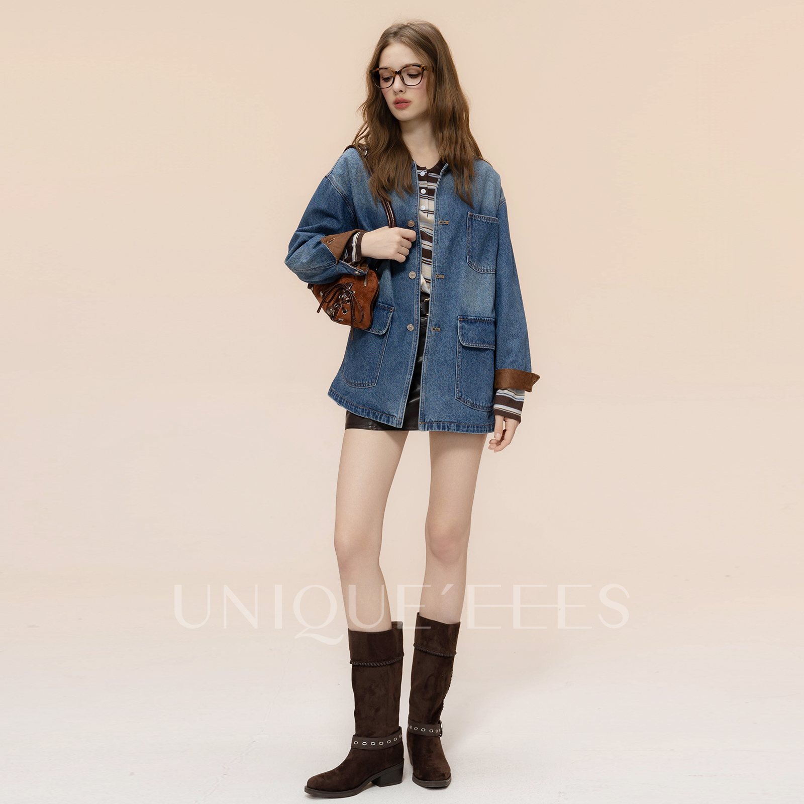 尢壹/UNIQUE'EEES【摩登时代】复古做旧巴恩风牛仔外套U5318108
