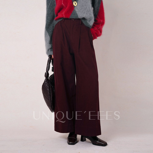 尢壹/UNIQUE'EEES【时髦B入】摩登高腰宽松翻边阔腿裤U5514024
