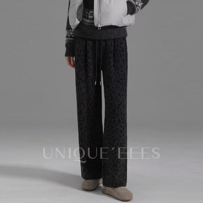 尢壹/UNIQUE'EEES灰色豹纹松紧腰阔腿裤U5514209