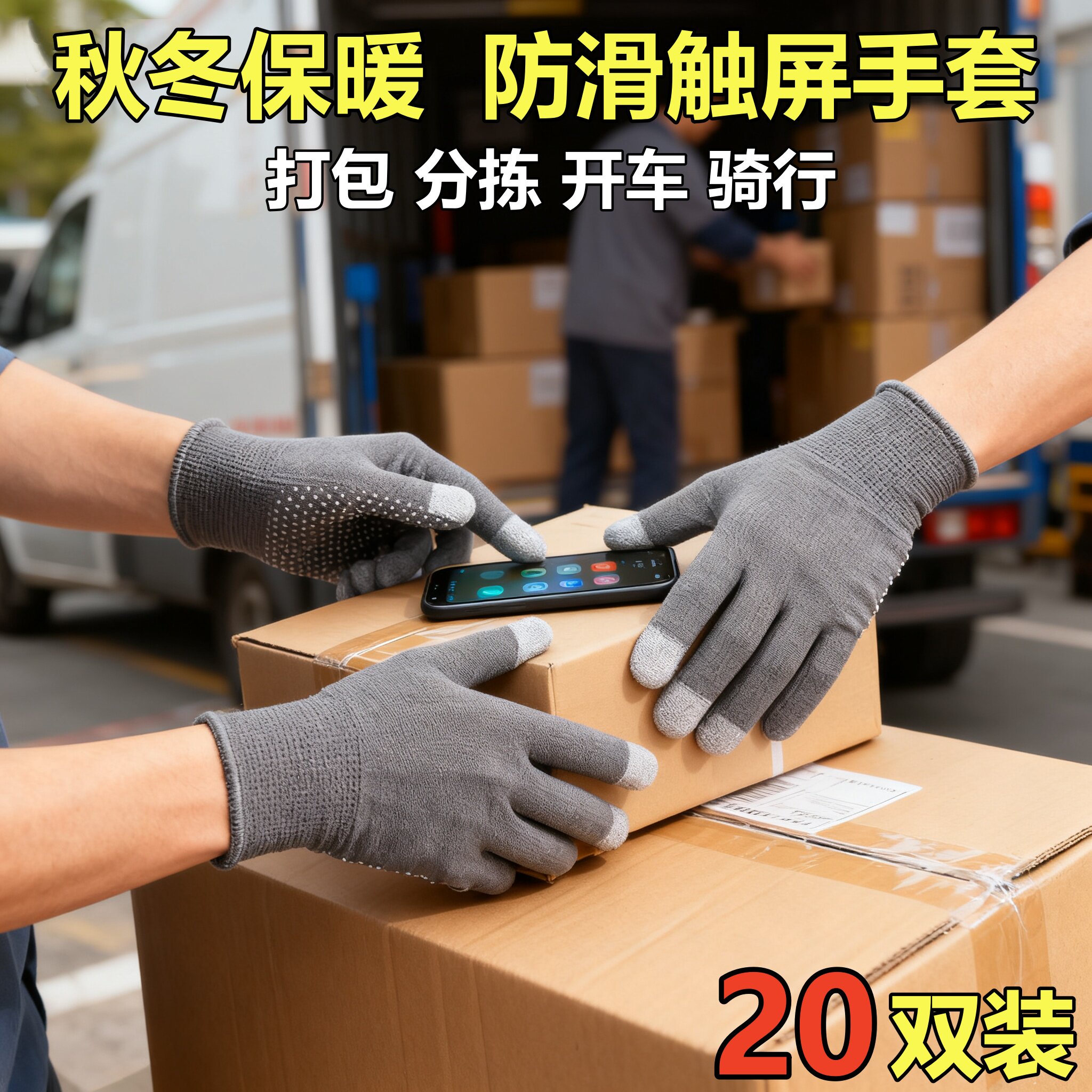 触屏手套男女秋冬季保暖防滑打包分拣开车钓鱼骑行防寒登山运动