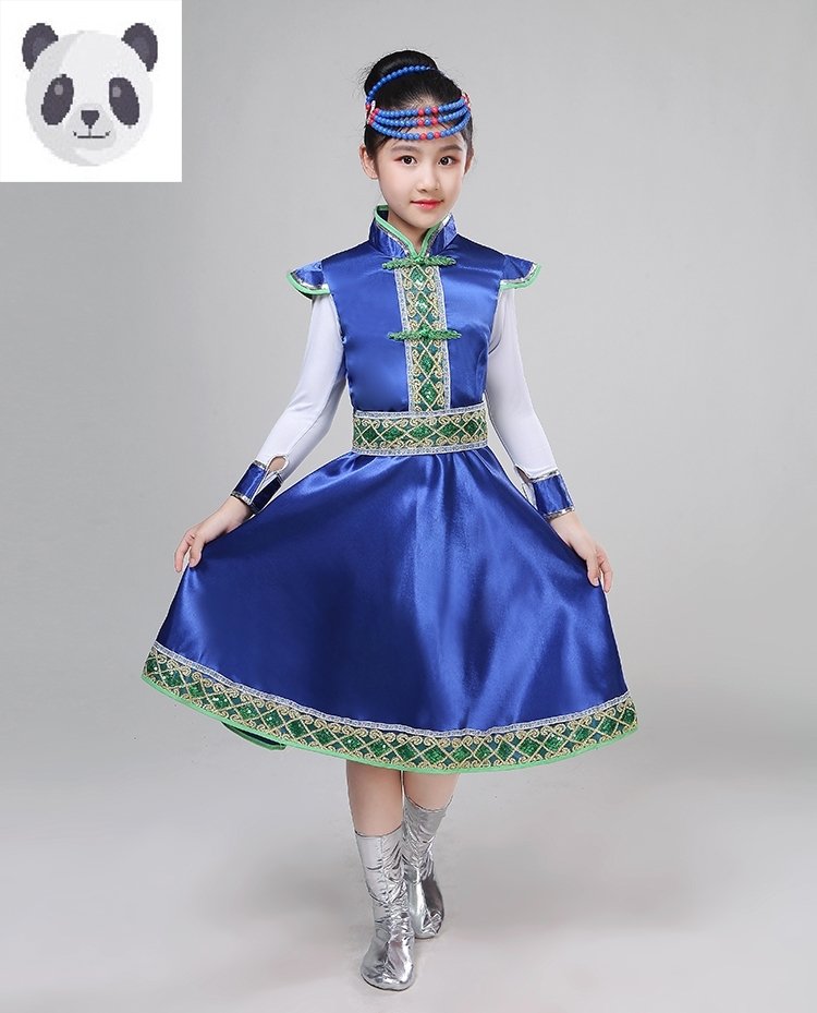 新款女童蒙古服装儿童蒙古袍女孩生活装长袖少数民族