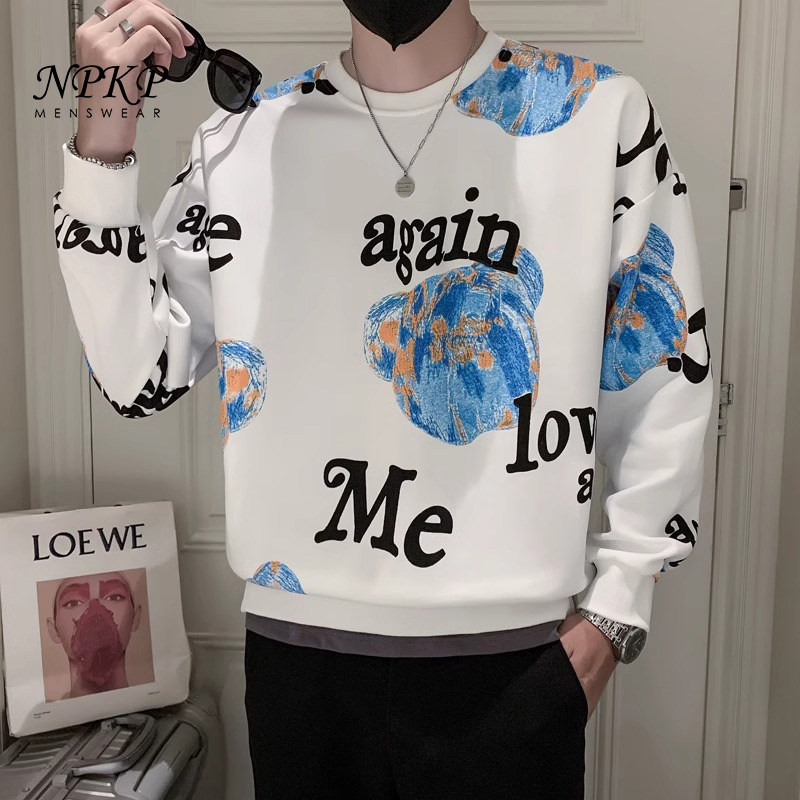 卫衣男士春秋季新款花色个性时尚休闲长袖T恤潮流高街圆领上衣服
