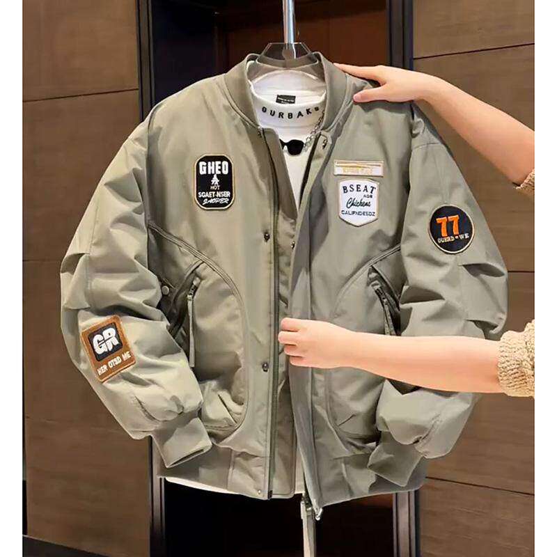 美式痞帅棒球服男款冬季新款休闲加厚情侣飞行员夹克棉服外套男装