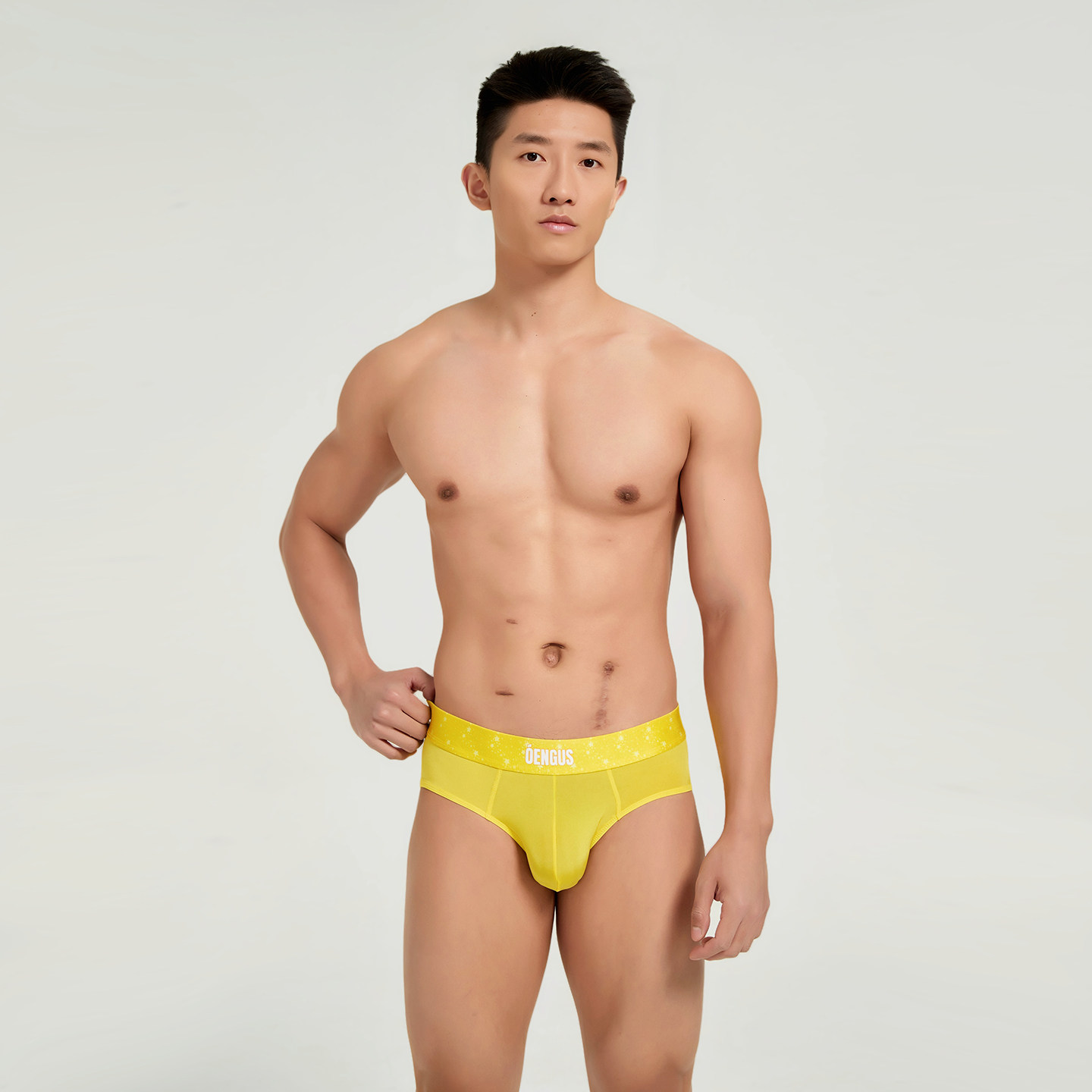 【26新品】Oengus黄色冰丝凉感男士半透明三角裤性感高弹透气瘾诱