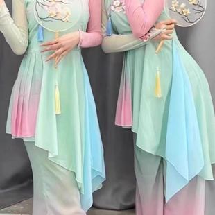 淡妆浓抹总相宜舞蹈服装女子团扇裙舞表演服元旦古典舞演出服新款