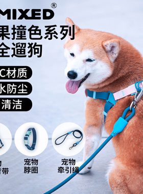 UNMIXED活力对撞胸背脖圈牵引绳可调节易清洗外出遛狗比熊雪纳瑞