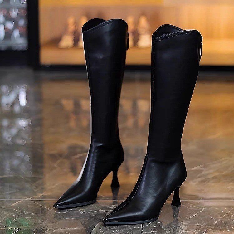 35-43码 大码女鞋41不过膝长靴女尖头高跟骑士靴气质细跟马丁靴42,女鞋,马丁靴,淘宝优惠券,粉丝福利购,淘宝优惠卷