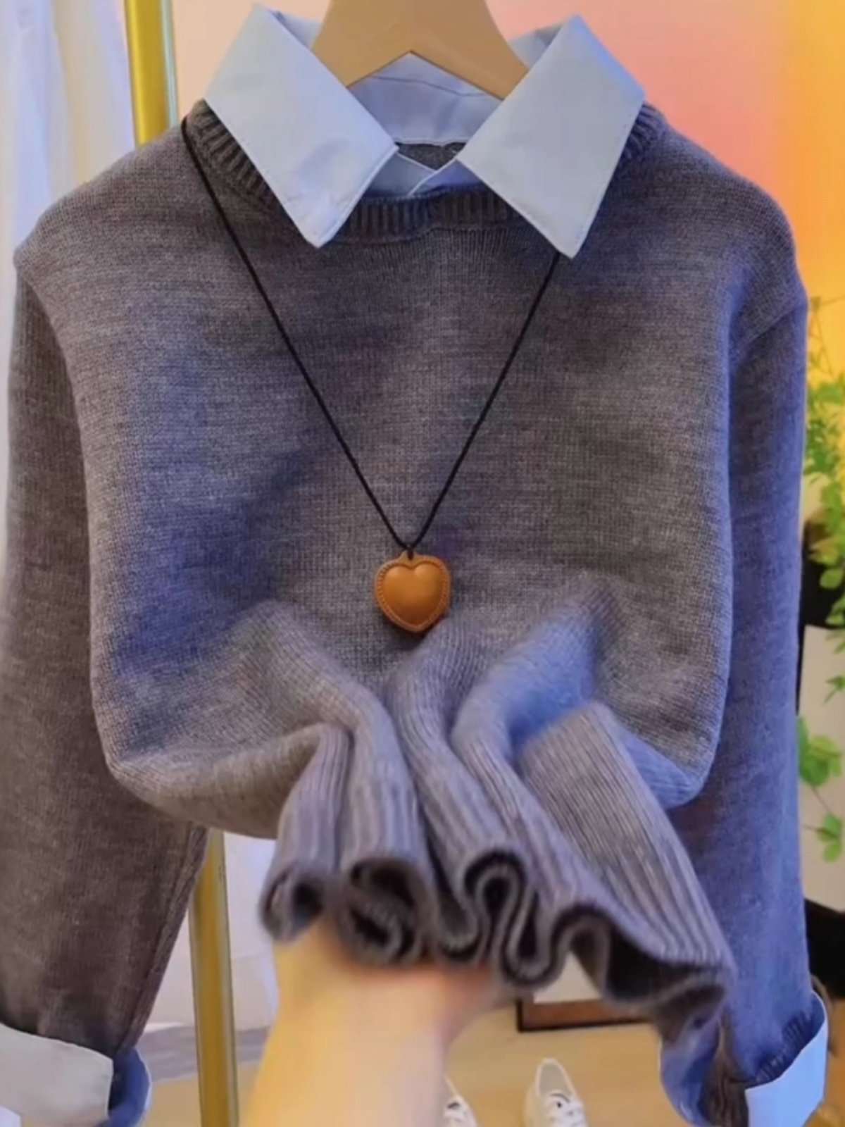 灰色polo领假两件毛衣女秋冬减龄覆古保暖打底内搭翻领针织衫上衣,女装/女士精品,卫衣/绒衫,淘宝优惠券,粉丝福利购,淘宝优惠卷