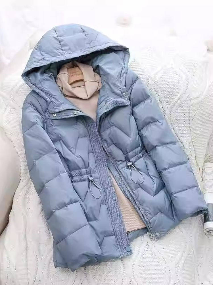 轻薄羽绒服女款秋冬2025年新款时尚短款收腰显瘦连帽保暖休闲外套