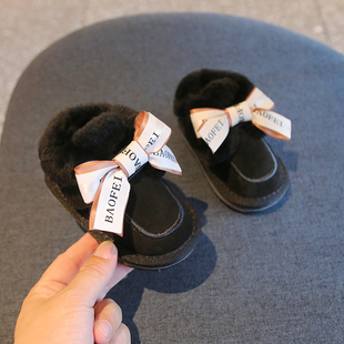 儿童雪地靴冬季女宝宝鞋子加绒保暖棉鞋1一2岁半婴儿鞋软底学步鞋