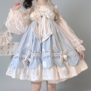 全款现货 吃掉兔兔jsk洛丽塔日常蕾丝袖宽松洋装吊带连衣裙女