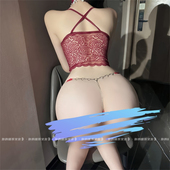 喵：暧昧回应 女 金属爱心三角内裤 闪钻链条性感丁字裤 镂空开档T裤