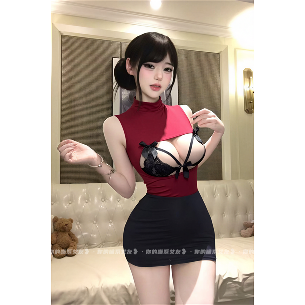 喵：攻心计*性感秘书OL包臀裙蕾丝小胸镂空诱惑内衣夜店御姐制服