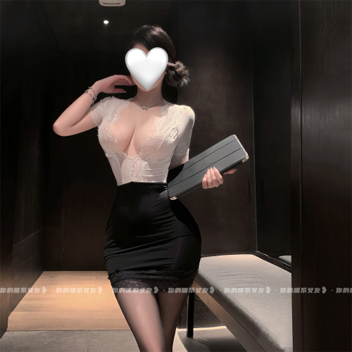 性感深v蕾丝睡衣秘书包臀裙套装