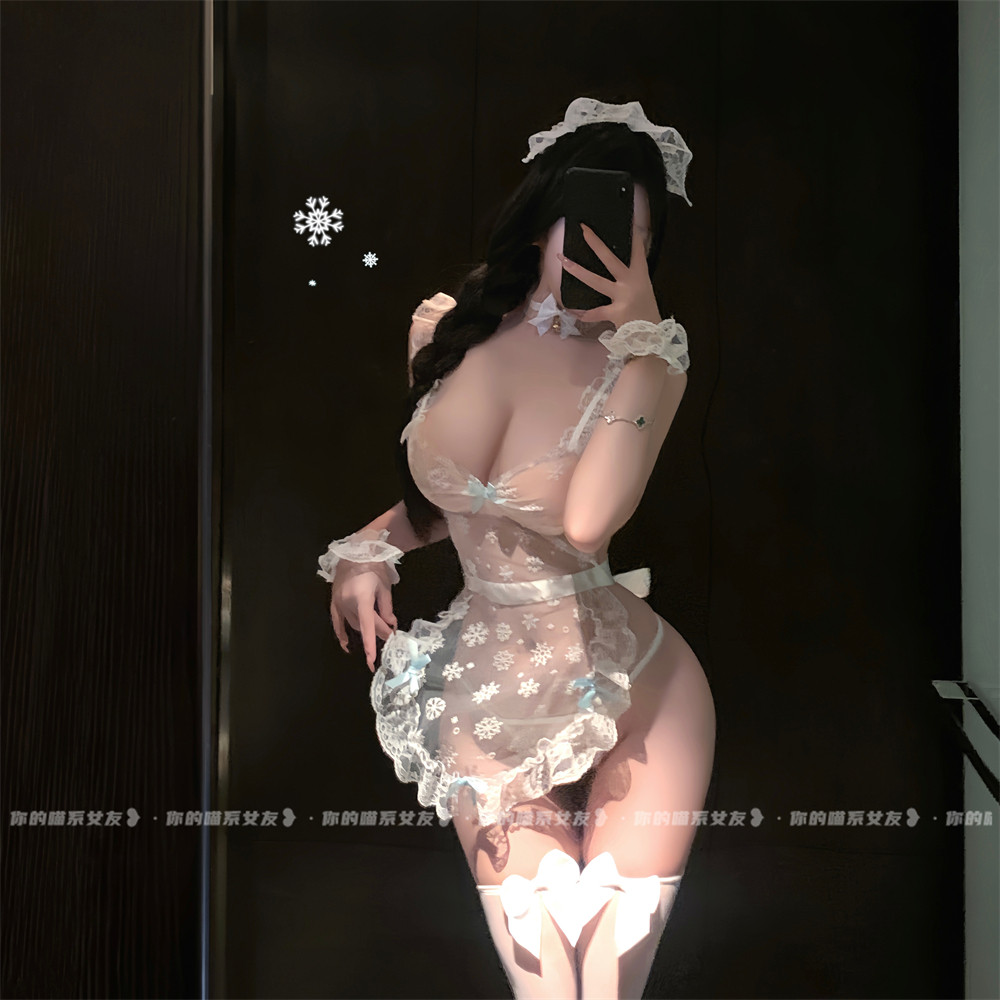 喵：冬季蜜恋*甜美女佣透视围裙制服禁欲系露背女仆性感睡衣套装