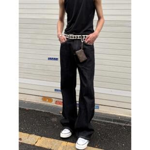 TZG 黑色原牛牛仔裤男直筒宽松春秋新款cleanfit复古基础百搭长裤