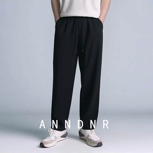 ANNDNR 夏季男士宽松直筒透气休闲裤百搭舒适亚麻长裤男KL12765