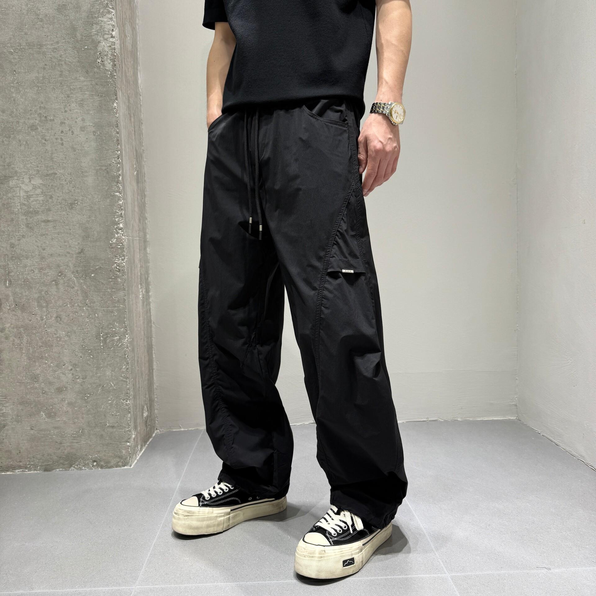山系户外工装伞兵休闲裤子男夏季薄款透气速干宽松立裁弯刀阔腿裤