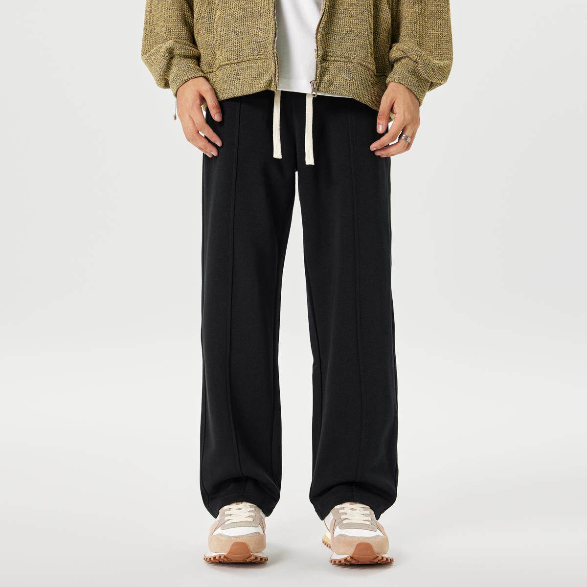 PKL 重磅灰色卫裤男春夏宽松直筒大码黑色阔腿美式休闲运动裤百搭