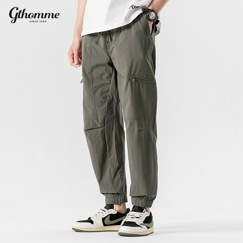 2026春款裤子男款工装裤休闲裤宽松束脚长裤男款男生美式速干裤