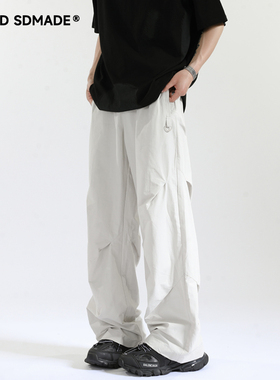SOLIDSDMADE美式裤子男夏季薄款休闲宽松垂感阔腿长裤潮牌伞兵裤