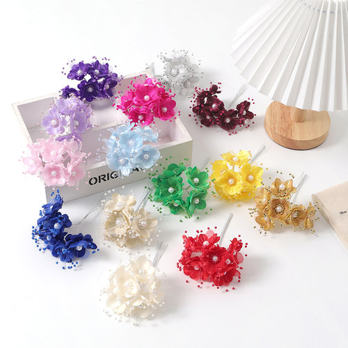 珍珠花婚庆头饰簪花装饰假花绢花