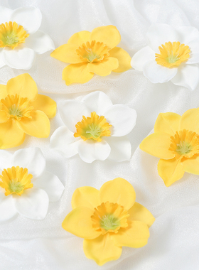 仿真水仙花 假花diy手工材料草帽花配件服装头饰婚庆簪花装饰绢花