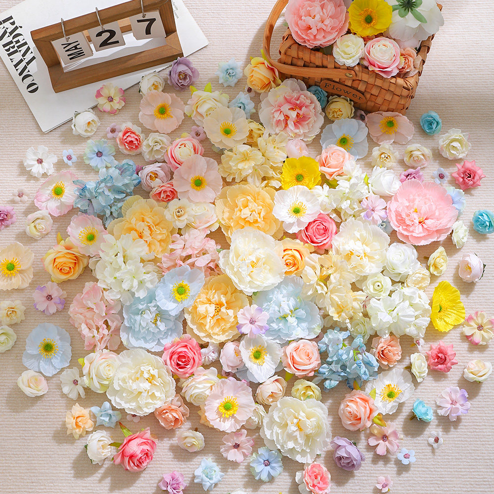 仿真浅色系混搭花朵 假花diy手工材料簪花头饰学士帽裙撑装饰绢花
