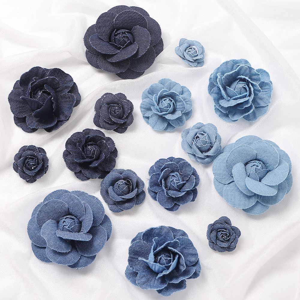 牛仔立体玫瑰花假花婚庆胸花装饰